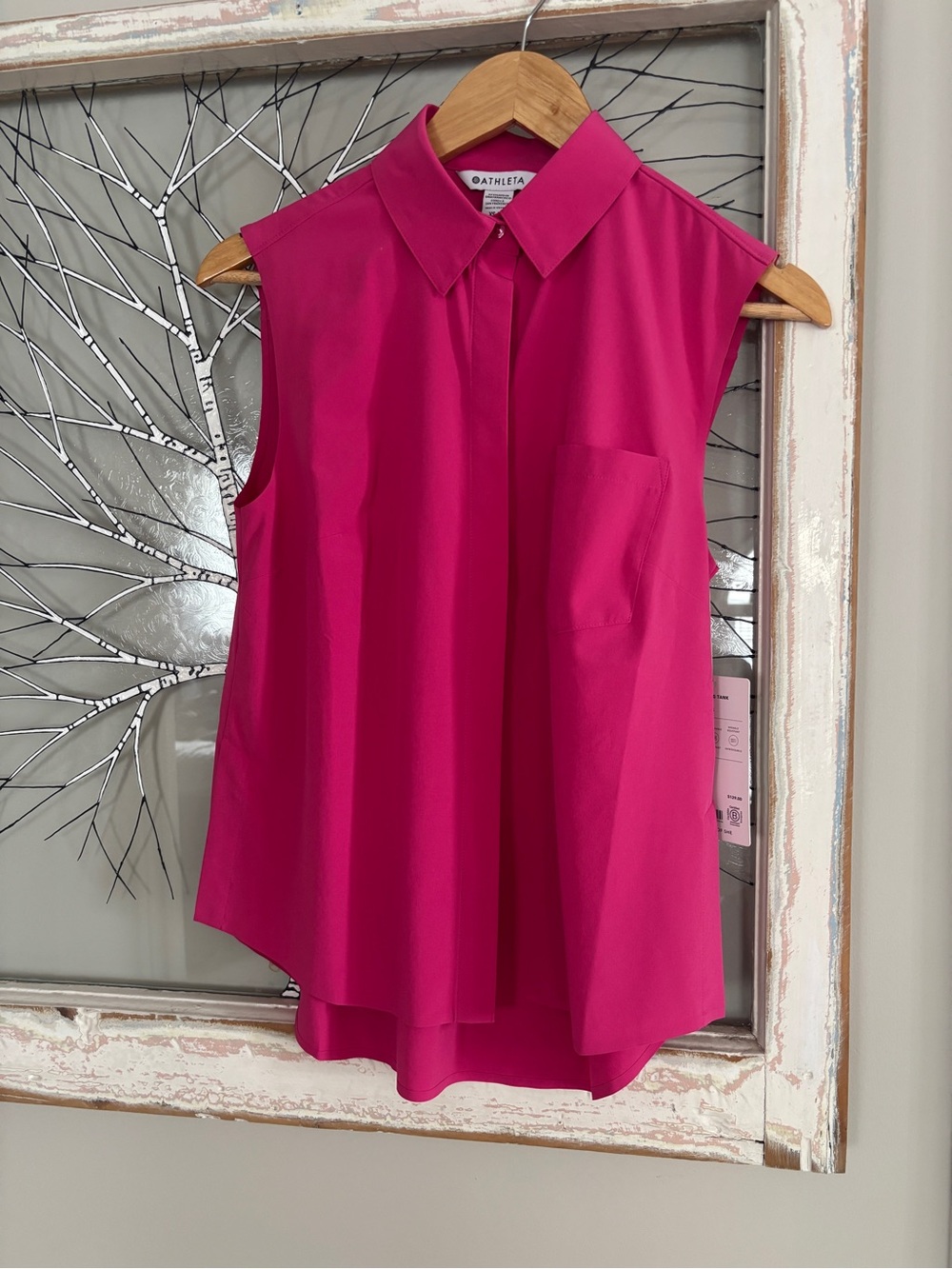 Athleta Women's Sleeveless Collared Blouse in Fuchsia size XS